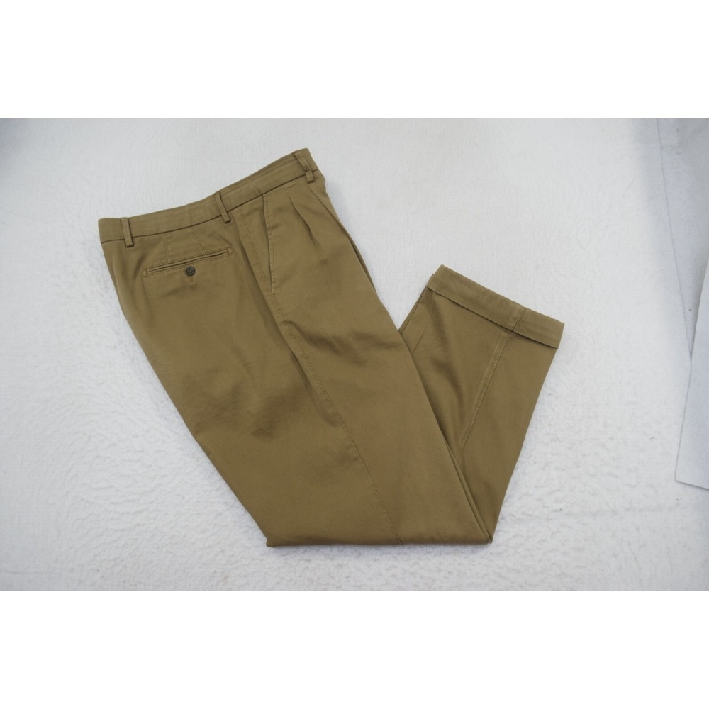 Ballin Relaxed Fit Dorchester Pleated Chino Pants Brown Stretch Mens 36‎ x 29